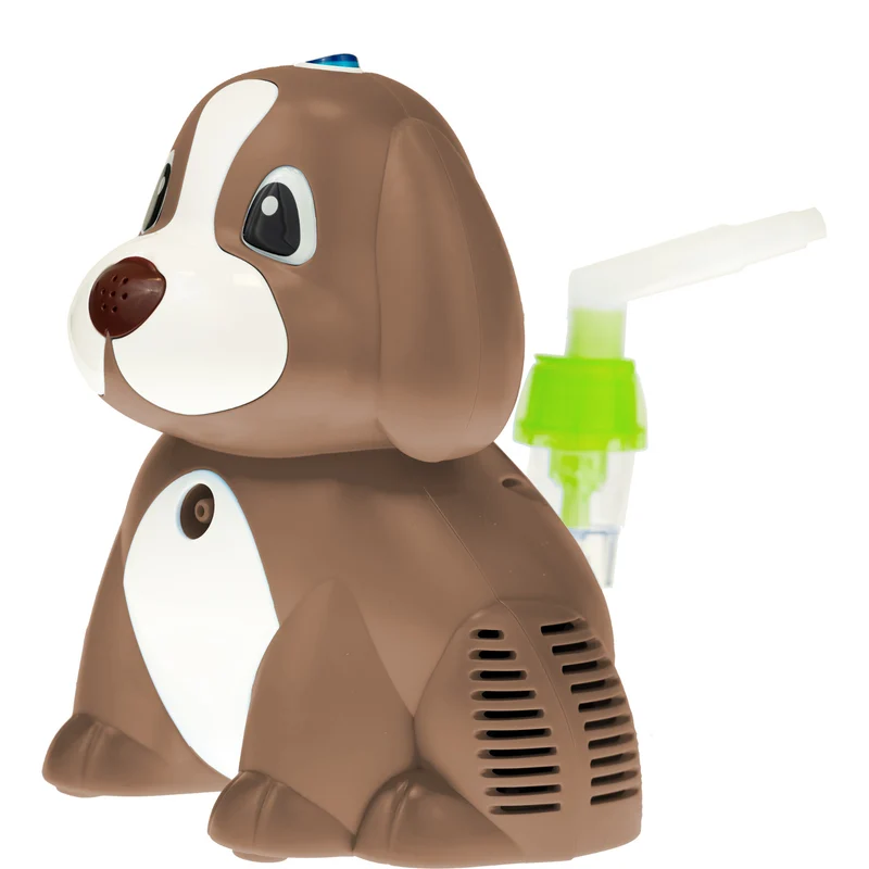 Omnibus BR-CN171 Inhalador de pistón, Nebulizador para niños, 2 mascarillas, Perrito marrón