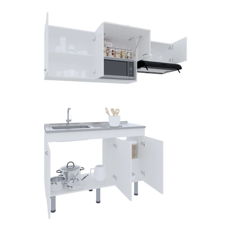 Cocina Integral Oceana, Kronos Blanco, Incluye Mesón 118 cm ZF
