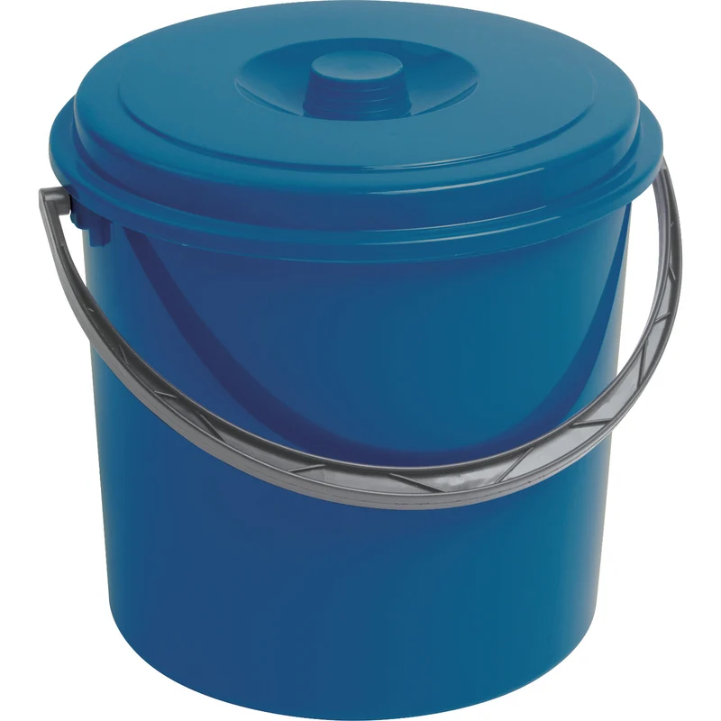 Cubo azul 12 L volumen con tapa y mango Curver 03207