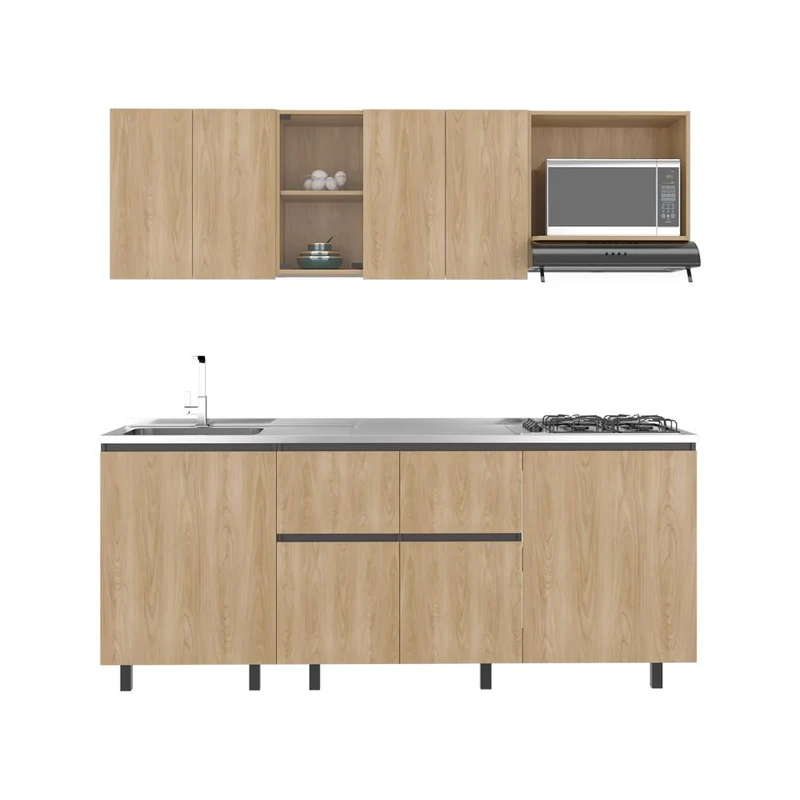 Cocina Integral Amantia, Fresno Europeo y Plata Oscuro, No Incluye Mesón