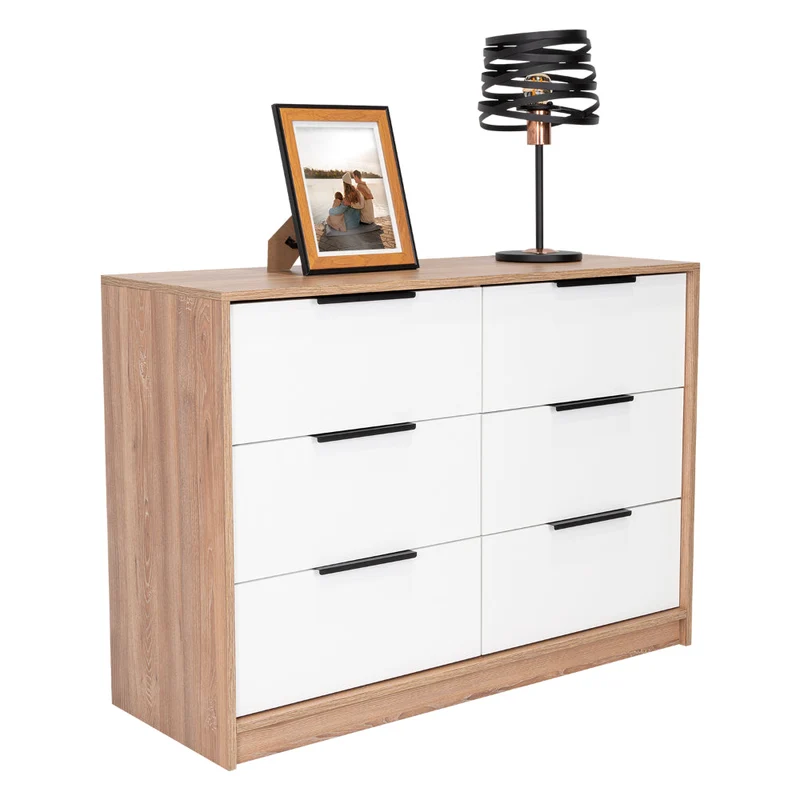 Organizador Wesley, Miel y Blanco, con 4 Cajones y 2 Puertas