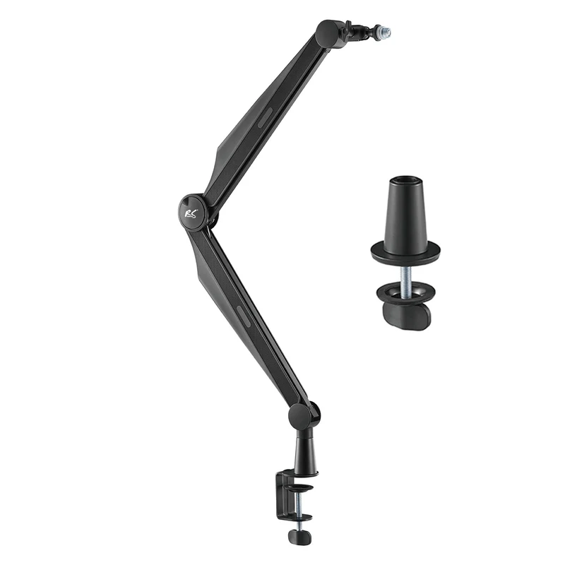 NanoRS RS422 Soporte de Micrófono con Rosca de 3/8" y 5/8" para Mesa, Carga Máxima de 1 kg | Altura Regulable hasta 84,7 cm | Giratorio 360° | Con Gestión de Cables | Ideal para Estudio y Streaming