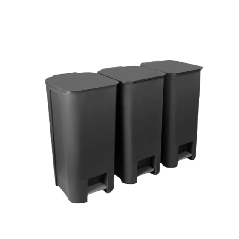 Practic Juego de reciclaje 3 x cubo de pedal 40 L, grafito oscuro,10105593