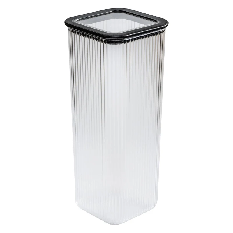 Branq Recipiente de cocina para alimentos, 2,38 l, Transparente con cierre negro, Neroli