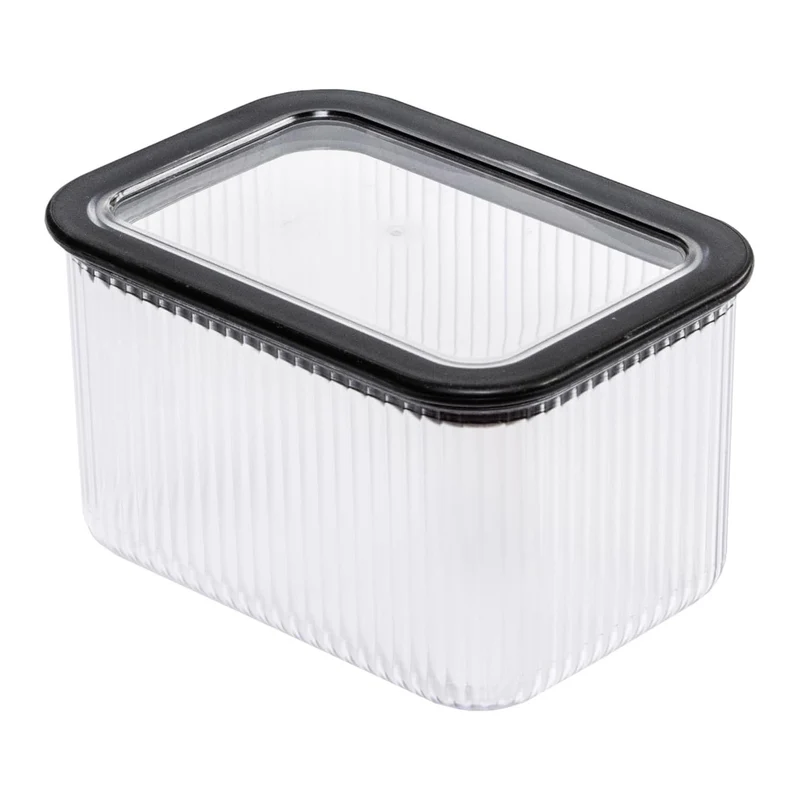 Branq Recipiente de cocina para alimentos, 1 l, Transparente con cierre negro, Neroli