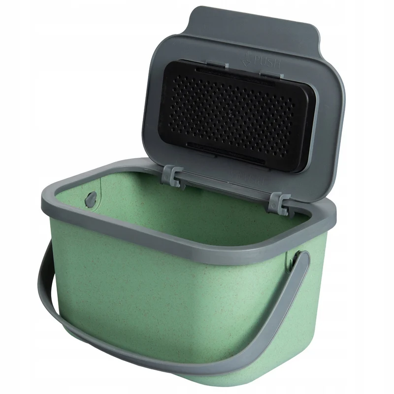 Practic Contenedor de biorresiduos de 4,5 litros, Color verde con tapa gris, Mini Bini