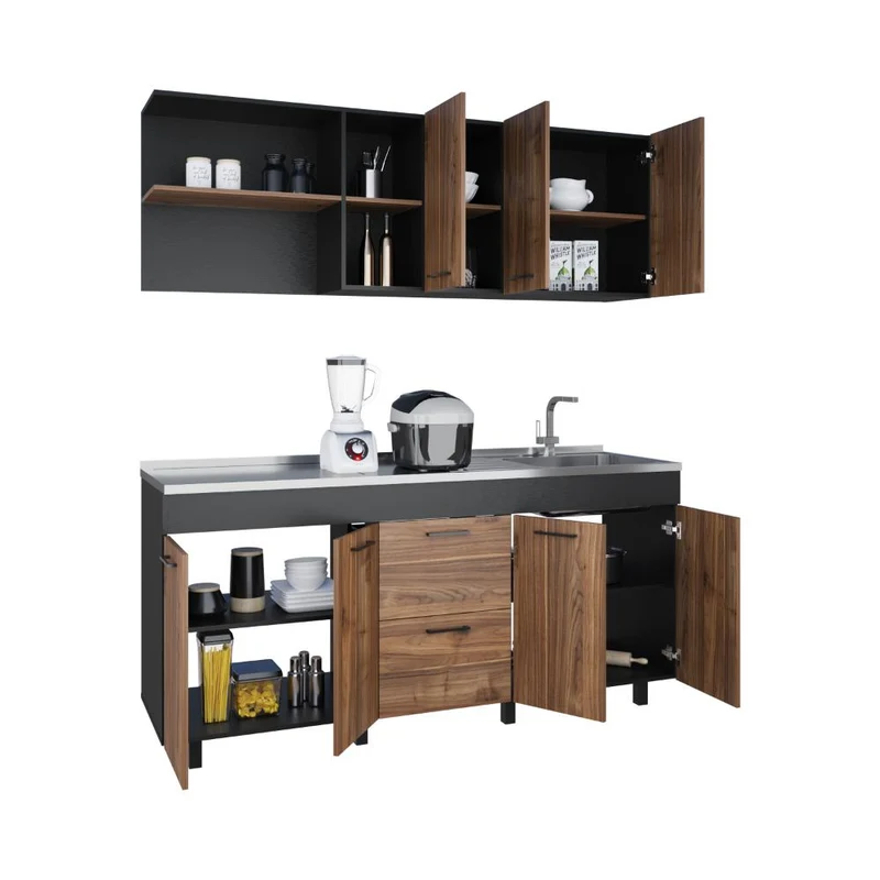 Cocina Integral Belén, Gales y Wengue, Incluye Mesón Derecho ZF