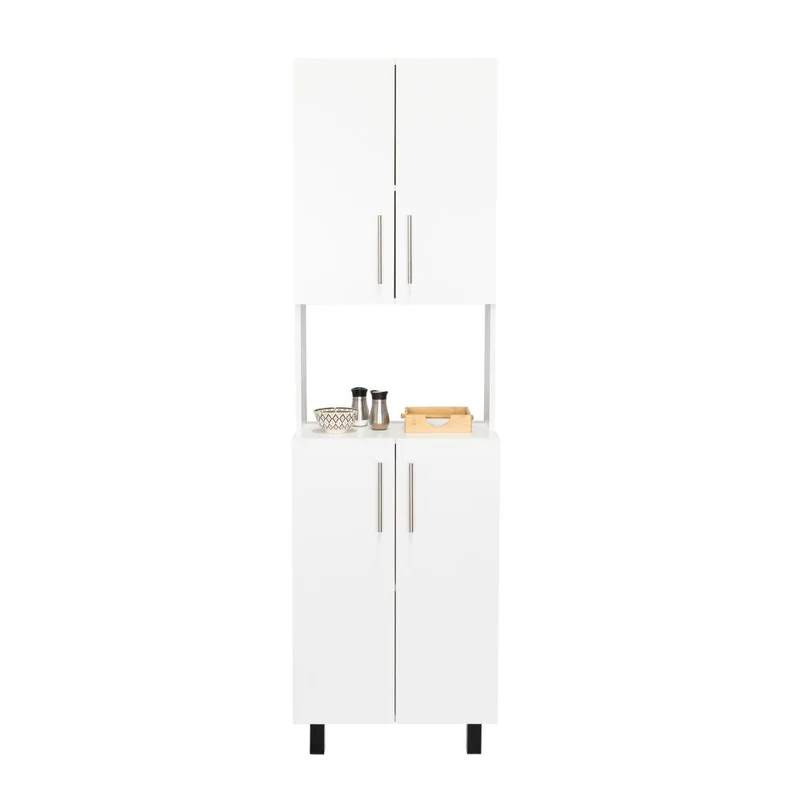 Alacena Liben, Blanco, con Puertas Abatibles y Manijas en Acero ZF