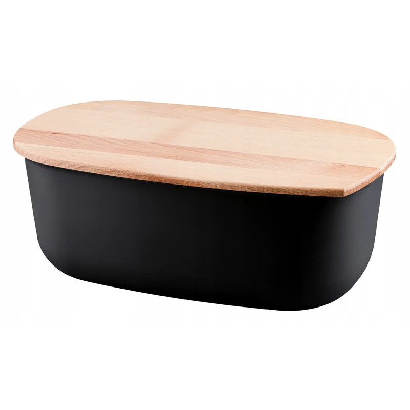 Practic Panera con Tapa de Madera de Haya, BFA Free, Negra