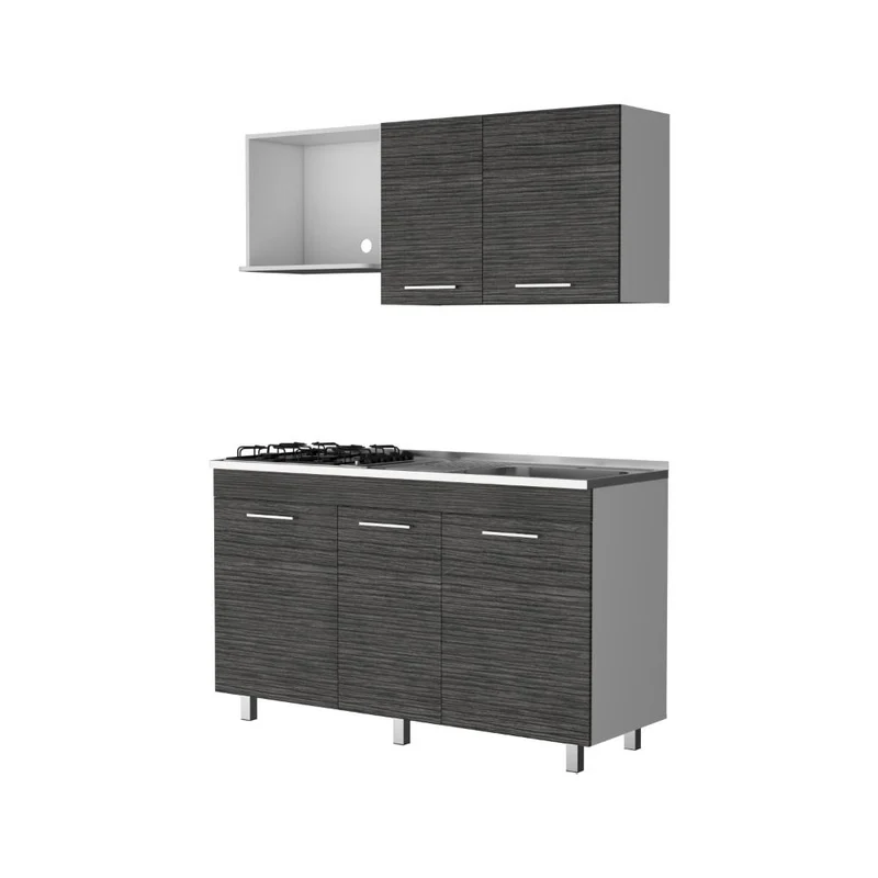 Cocina Integral Deneb, Gris y Blanco, Incluye Mesón Derecho