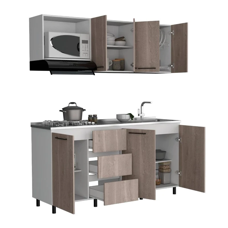 Cocina Integral 180 Elied, Blanco Duqueza y Bardolino, Incluye Mesón Derecho