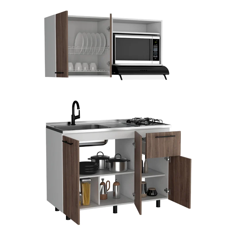 Cocina Integral Piret, Blanco Duqueza y Milán, Incluye Mesón Izquierdo Socoda