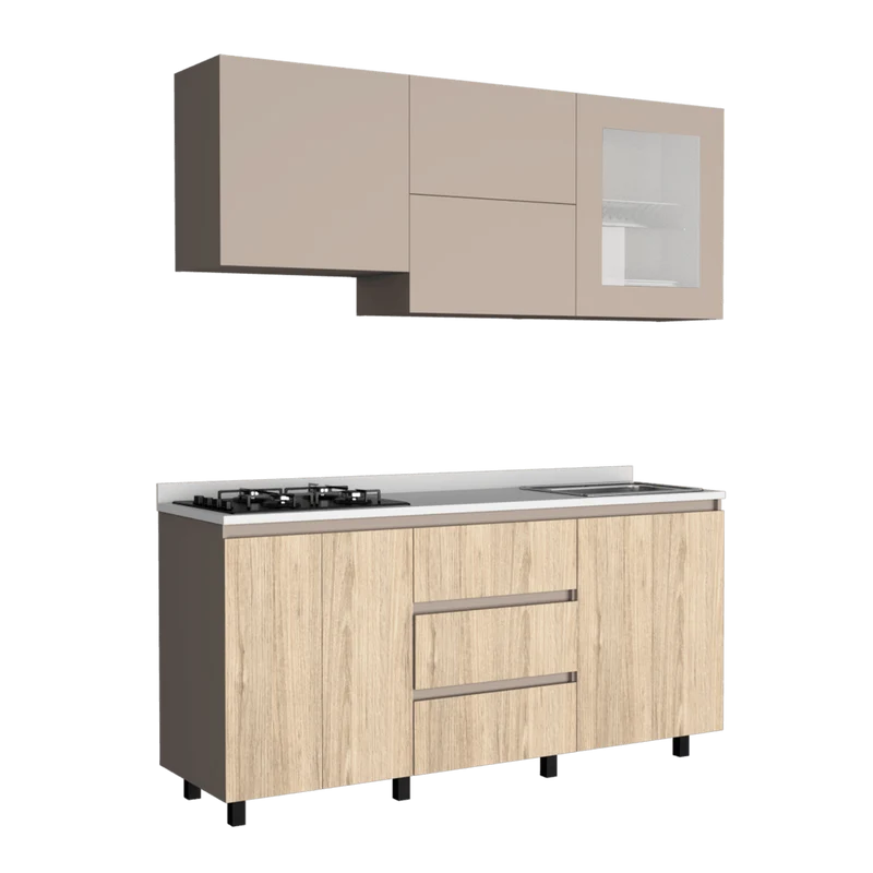 Cocina Integral Giotto, Beige y Cocoa, Incluye Mesón