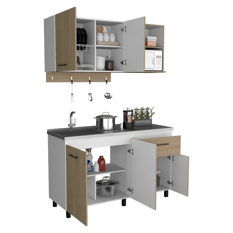 Cocina Integral Kane, Beige y Blanco, No Incluye Mesón