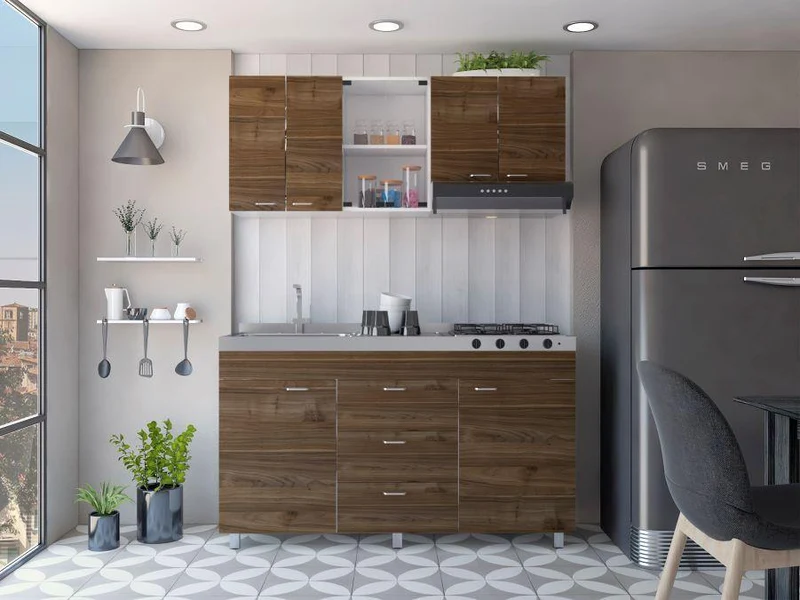Cocina Integral Laurel, Castaño y Blanco, No Incluye Mesón