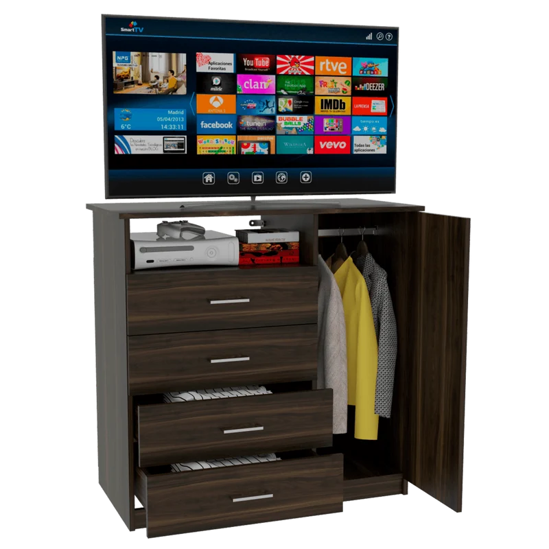Organizador Barlovento, Caoba, con Cuatro Cajones y una Puerta
