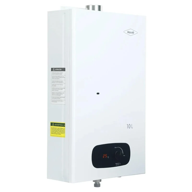 Calentador de Agua Haceb de Paso a Gas Natural Tiro Forzado Bambú 10 Litros Blanco