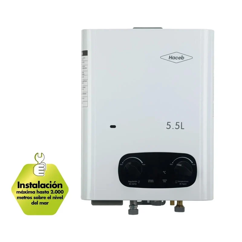 Calentador de Agua Haceb de Paso a Gas Natural Tiro Natural Bambú 5.5 Litros Blanco