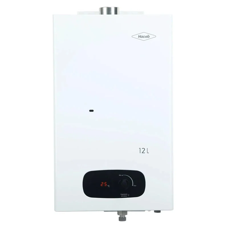 Calentador de Agua Haceb de Paso a Gas Natural Tiro Forzado Bambú 12 Litros Blanco