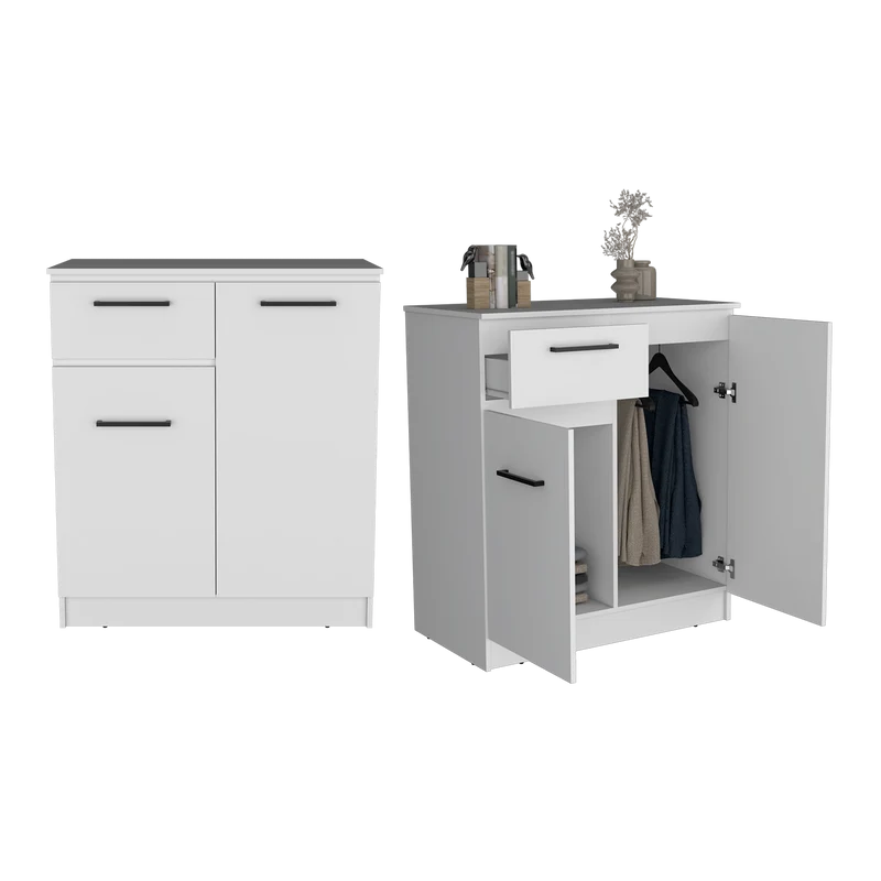Set de 2 Organizadores Indira, Blanco Duqueza, con Tres Cajones Multiusos Deslizables ZF