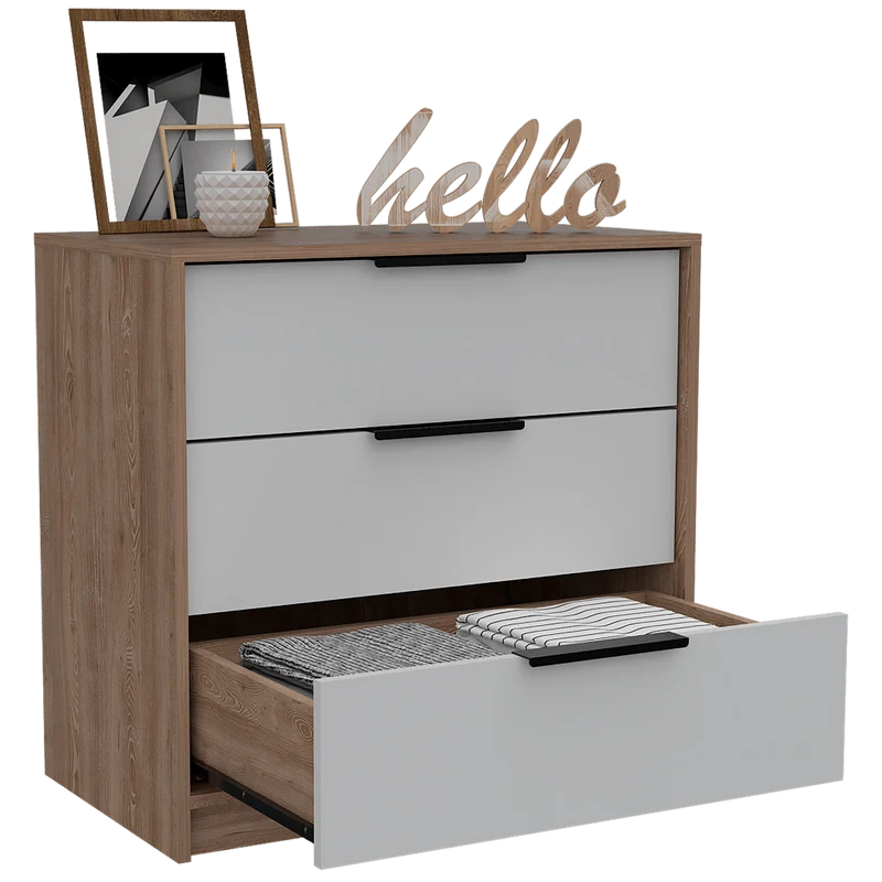 Organizador Wesley, Miel y Blanco, con Tres Cajones