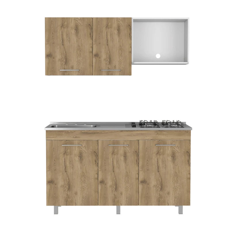 Cocina Integral Deneb, Macadamia y Blanco, Incluye Mesón Izquierdo