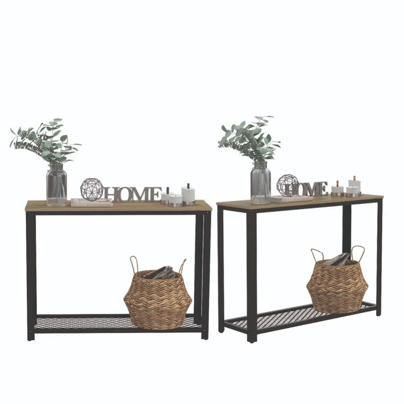 Set de 2 Muebles Organizador Dusty, Café Claro, con Entrepaño Inferior de Malla Metálica