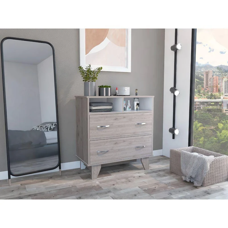 Organizador Atriz, Humo y Blanco, con un Entrepaño y Dos Cajones Multiusos