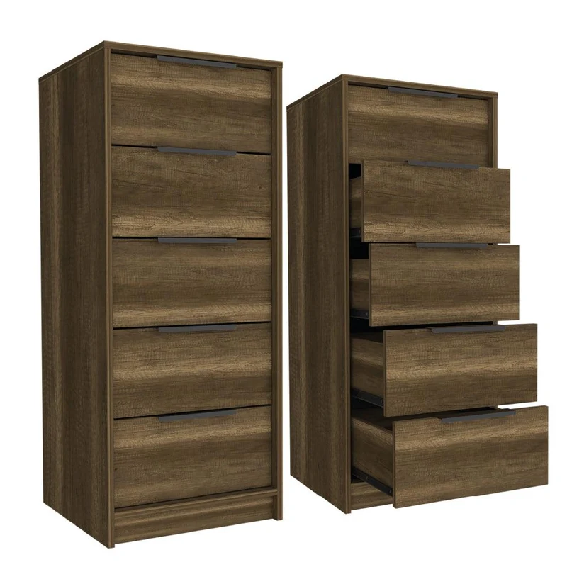 Set de 2 Organizadores Wesley, Cobre y Wengue, con Cinco Cajones