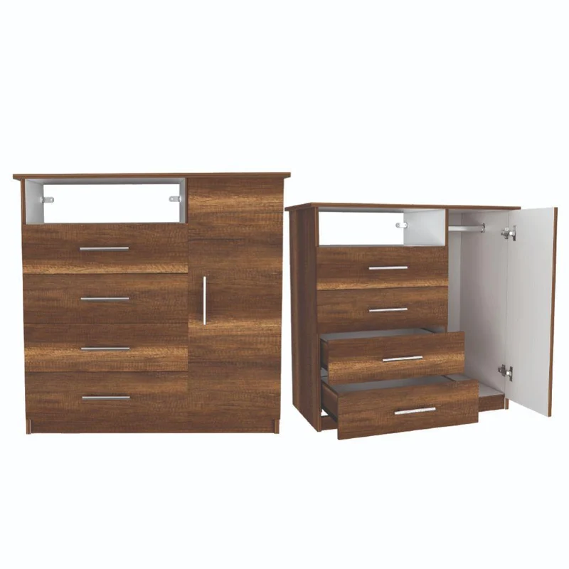 Set de 2 Organizadores Barlovento, Cobre y Blanco, con Cuatro Cajones y una Puerta