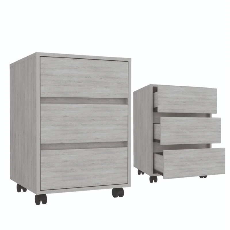 Set de 2 Archivadores Kova, Blanco, Tres Cajones con Gran Capacidad de Almacenamiento