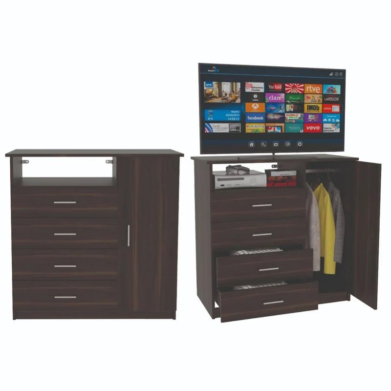 Set de 2 Organizadores Barlovento Caoba, con Cuatro Cajones y una Puerta