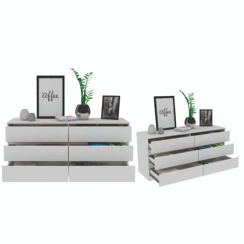 Set de 2 Organizadores Asteria, Blanco, con Seis Cajones Deslizables