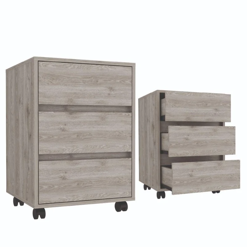 Set de 2 Archivadores Kova, Humo, Tres Cajones con Gran Capacidad de Almacenamiento