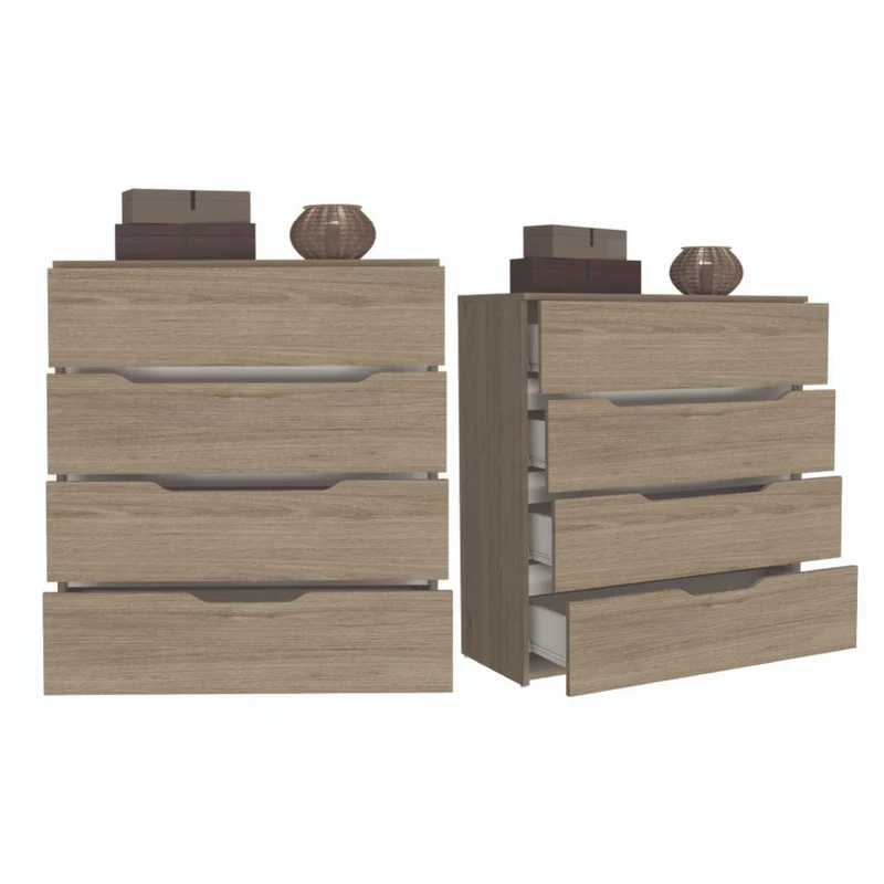 Set de 2 Organizadores Zory, Beige y Blanco, con Cuatro Cajones