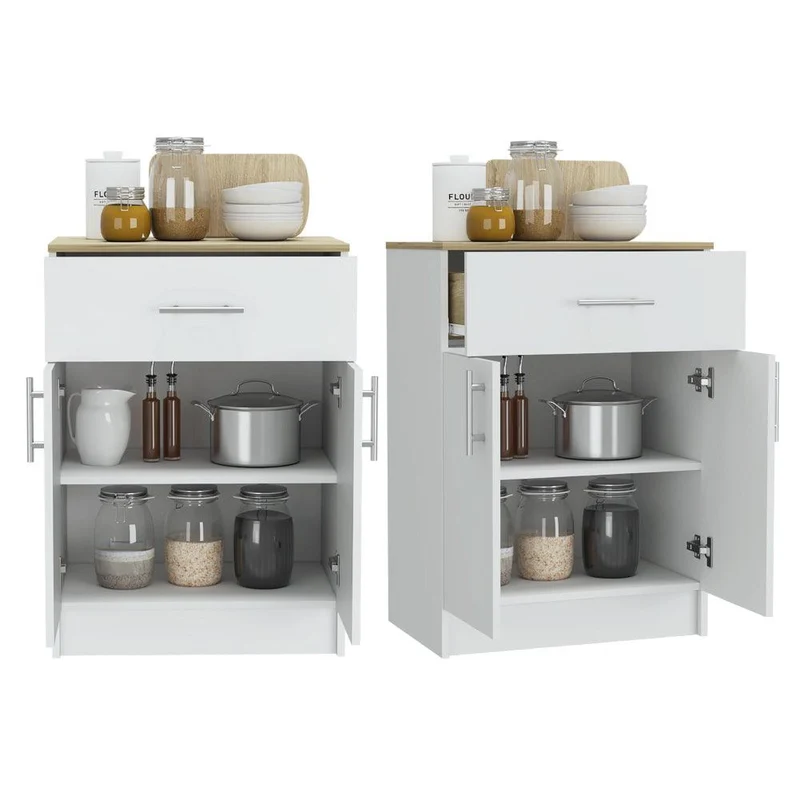 Set de 2 Organizadores Multiusos Deneb, Blanco y Café Claro, con Dos Puertas Batientes