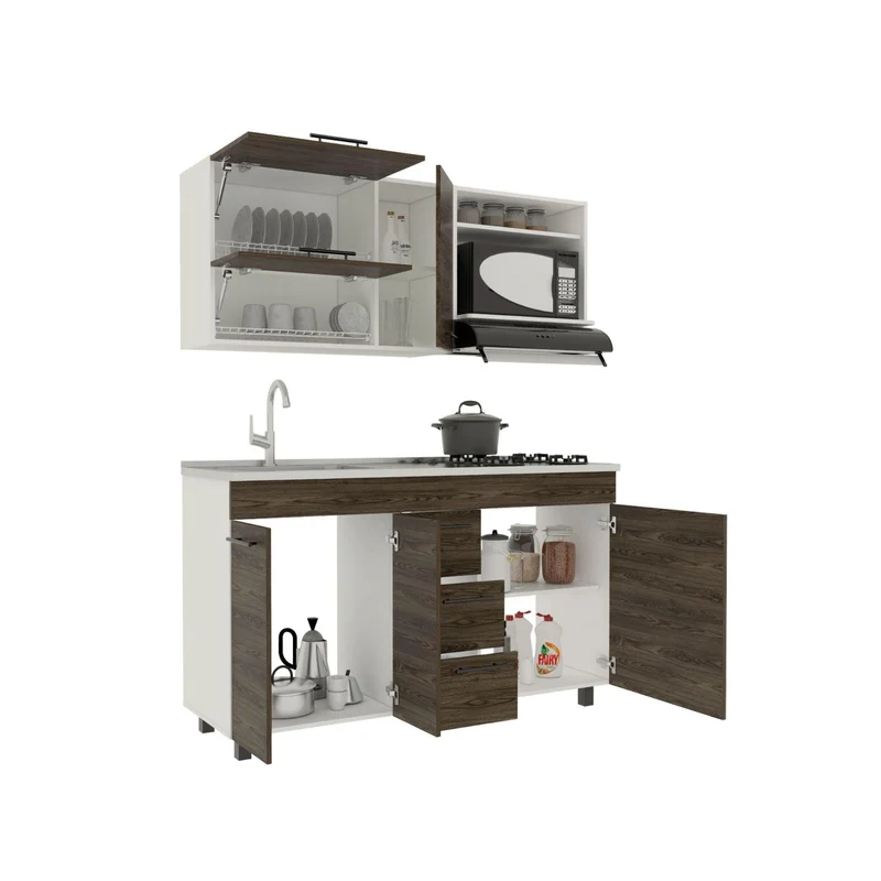Cocina Integral Argent, Chocolate y Blanco, Incluye Locero y Portavasos, No Incluye Mesón
