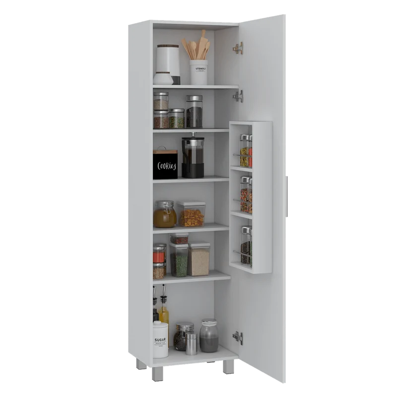 Alacena Delma, Blanco, con una Puerta Batientes y Variedad de Entrepaños