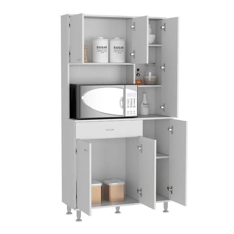 Alacena Bagan, Blanco, con un Cajón y Seis Puertas Batientes ZF