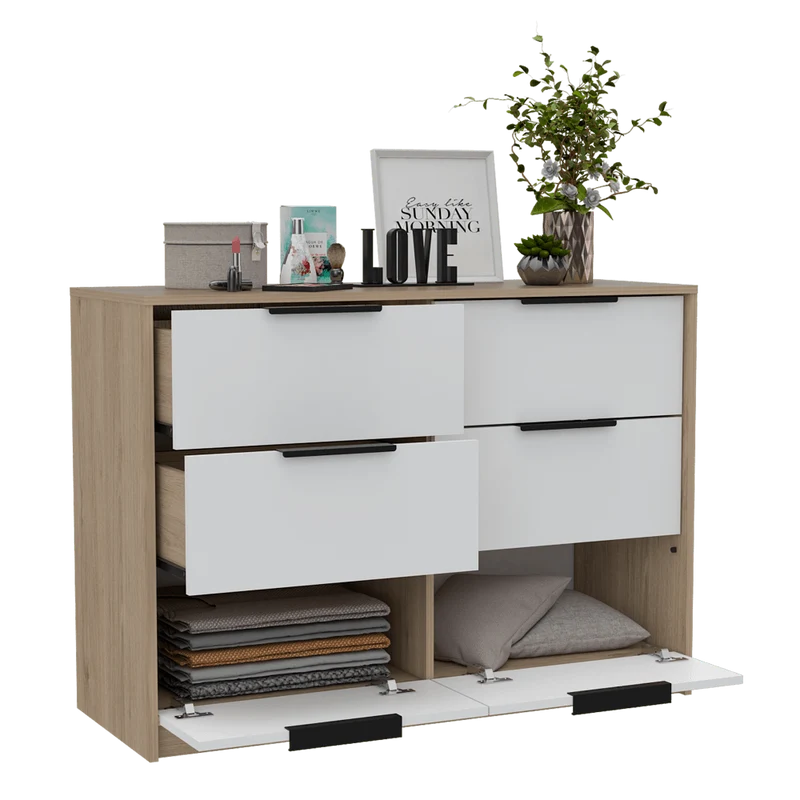Organizador Wesley, Blanco y Beige, con Cuatro Cajones