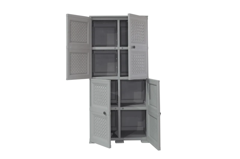 Mueble Organizador Elegance Rattan Da Vinci, Gris, con Cuatro Puertas Batientes