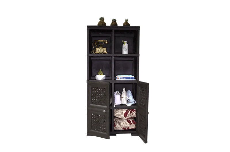 Mueble Organizador Elegance Rattan Monet, Wengue, con Dos Puertas Batientes