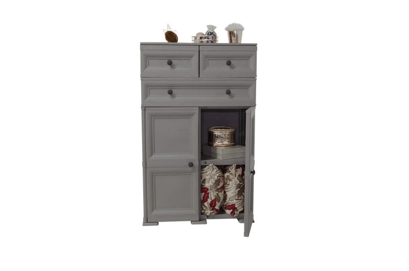 Mueble Organizador Elegance Picasso, Cocoa, con Tres Cajones Deslizables