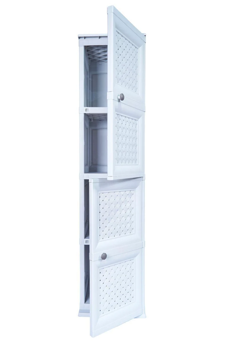 Mueble Organizador Elegance Donatello, Rattan Blanco Marqueza, con Dos Puertas Batientes