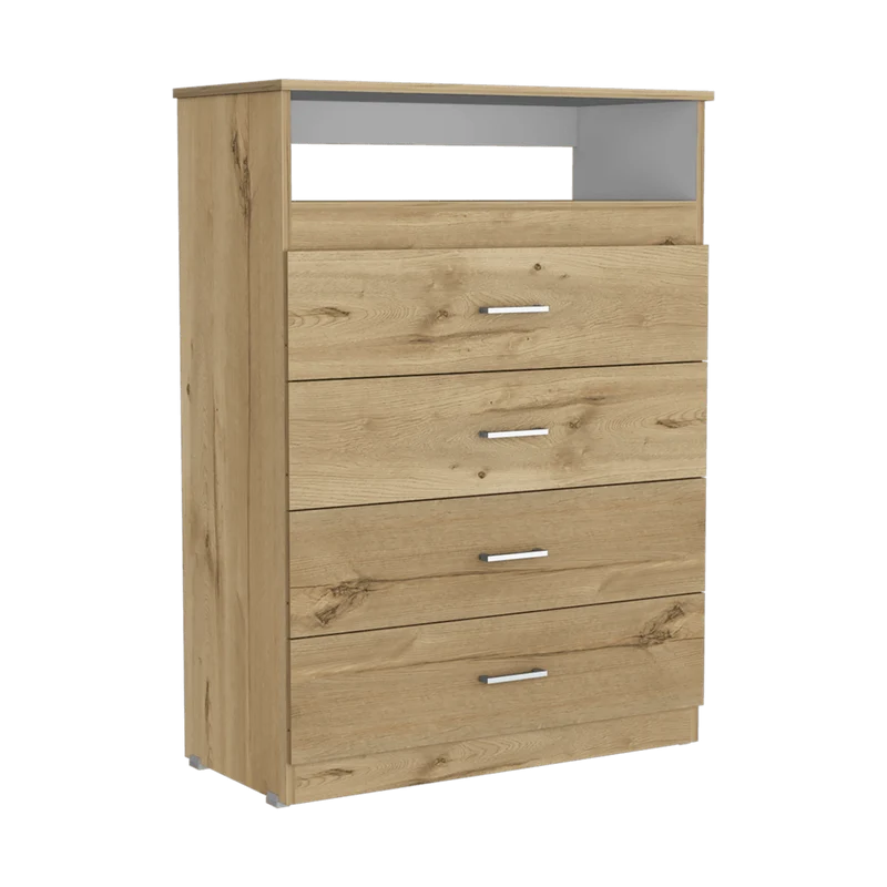 Organizador Barlovento, Café Claro y Blanco, con Cuatro Cajones