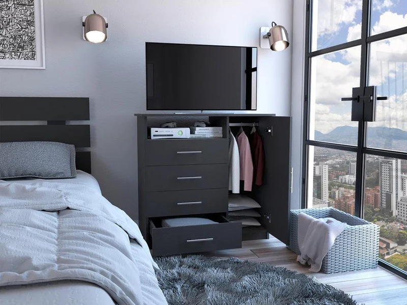 Organizador Barlovento, Wengue, con Cuatro Cajones y una Puerta ZF
