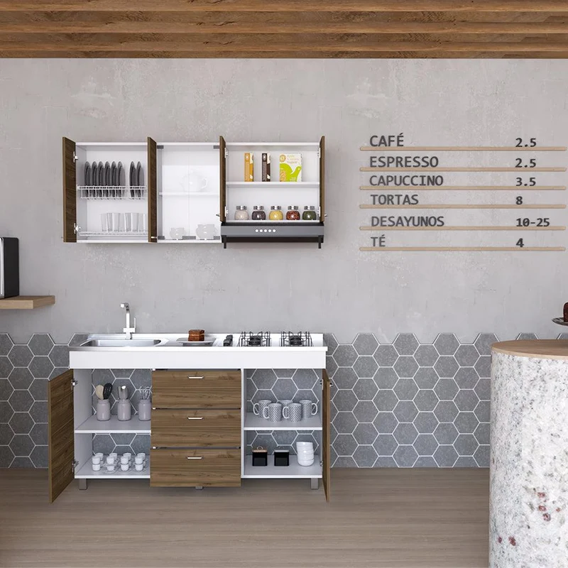 Mueble Multiusos Laurel, Castaño y Blanco, No Incluye Mesón