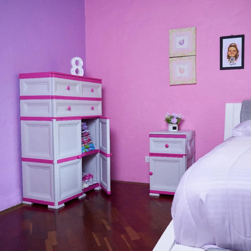Mueble Organizador Elegance Picasso, Infantil Fucsia, con Tres Cajones Deslizable