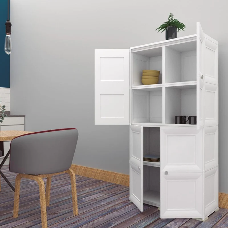 Mueble Organizador Elegance Liso Da Vinci, Blanco Perla, con Cuatro Puertas Batientes