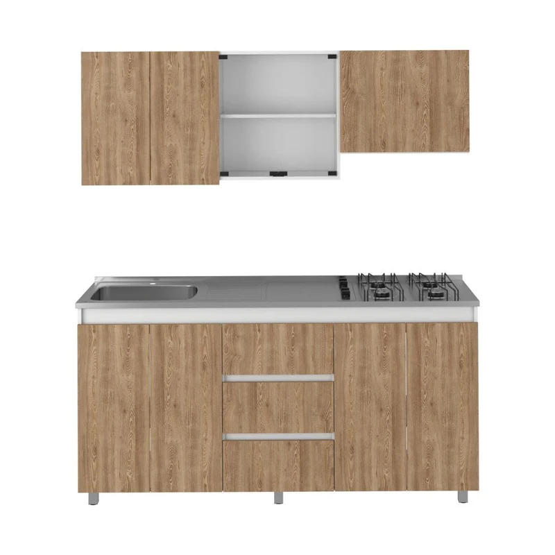 Cocina Integral Polux, Miel y Blanco, Incluye Mesón Izquierdo HC